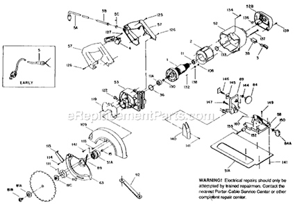 Page A Diagram and Parts List for 617 Type 1 Porter Cable Circular Saw
